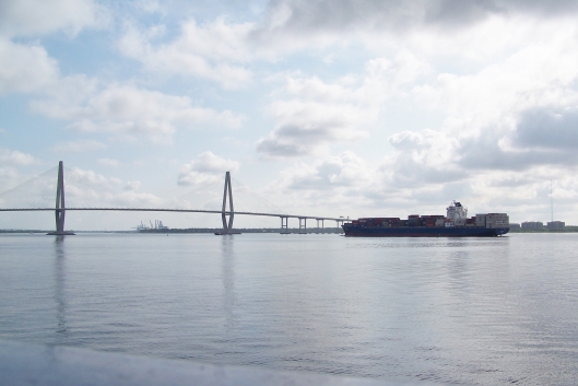 the Arthur J. Ravenal Jr. Bridge crosses the Charleston Harbor from Charleston to Mt. Pleasant. Charleston is now the seventh largest container port in the United States.