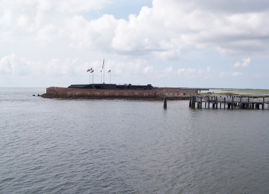 Approaching Fort Sumter on the ferry.
