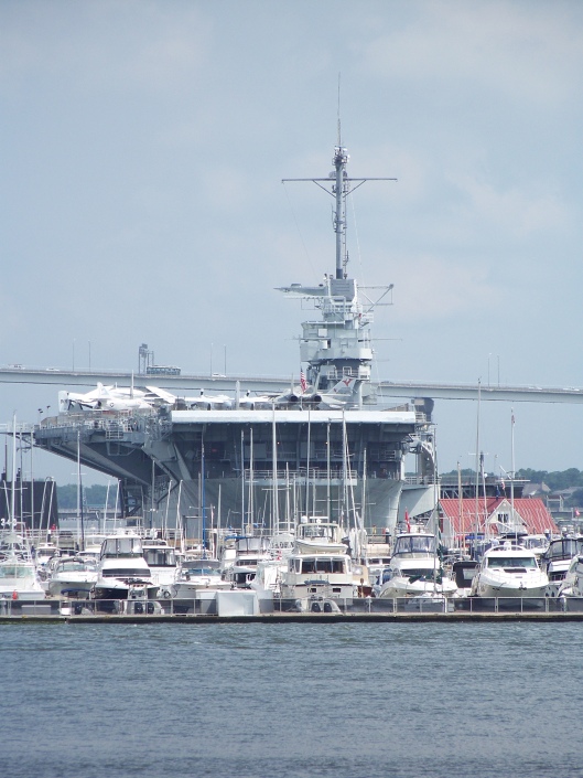 The USS Yorktown anchored in Charleston Harbor.