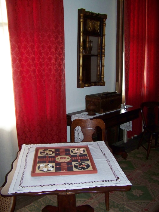 jA game table in the Officer's Quarters.