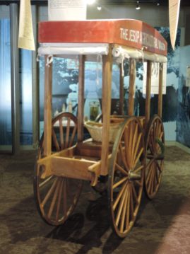 This wagon, kept in the museum, was used by George Washington Carver as he traveled around teaching southern farmers better farming practices that would replenish the soil and keep their farms producing good crops.