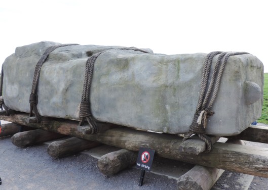 A sarsen stone on rollers...the method used to move the stones that became part of Stonehenge.